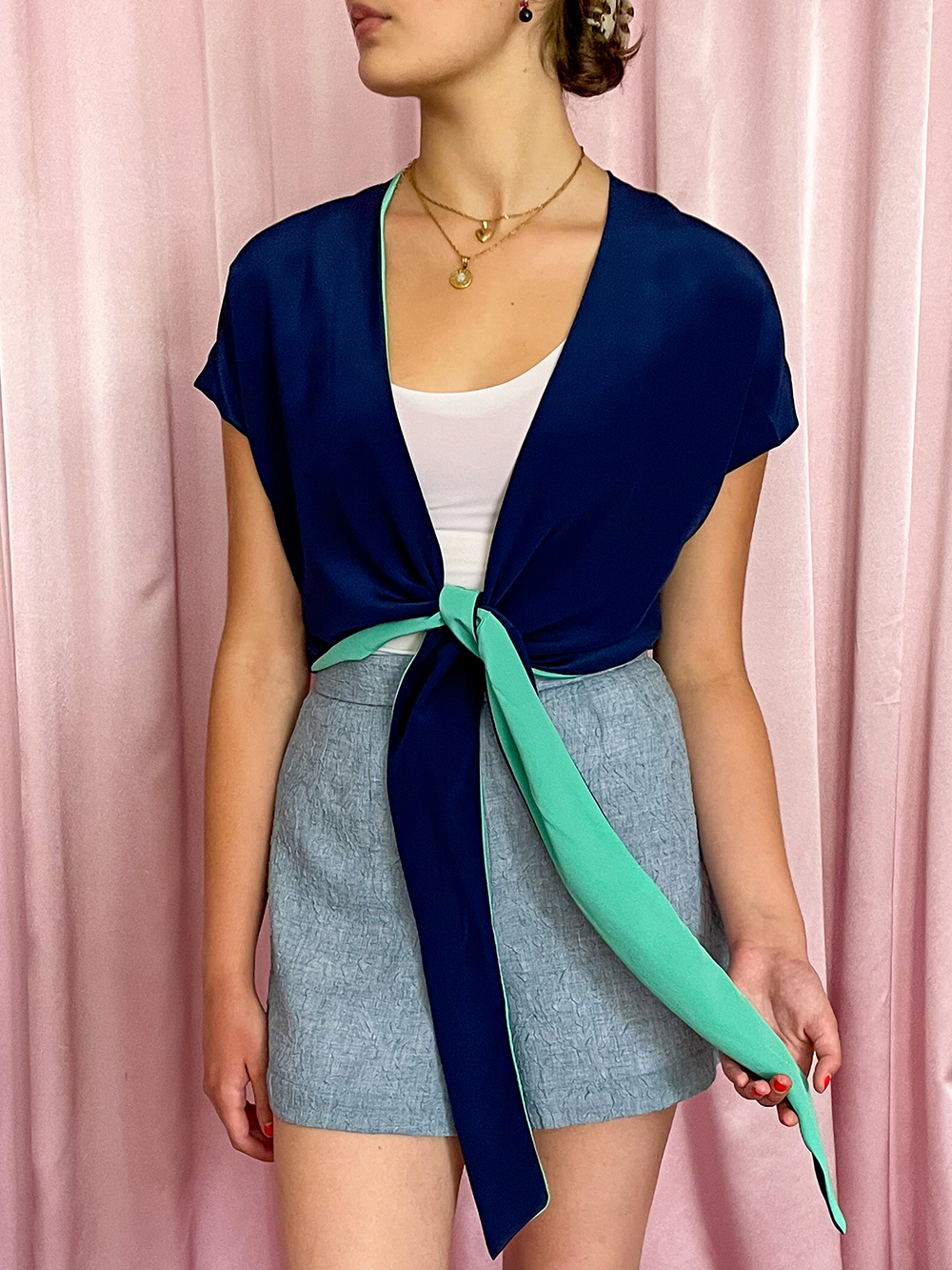 Misty | reversible pistachio/navy colorblock